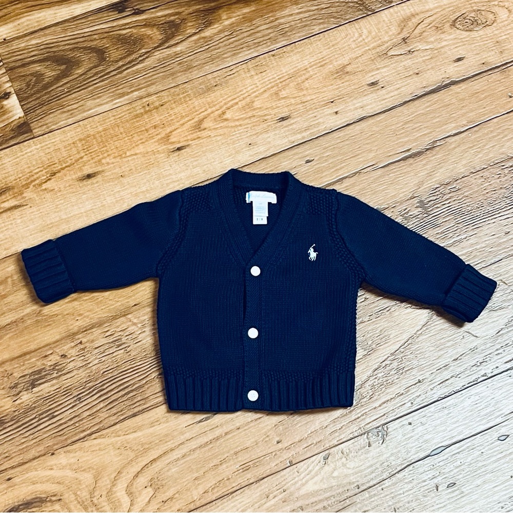 Ralph Lauren Blue Cotton V-Neck Cardigan size 6M